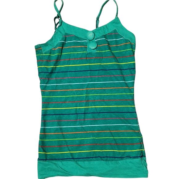 Vintage Y2K Green Striped Tank Top Derek Heart size Medium - Picture 1 of 5